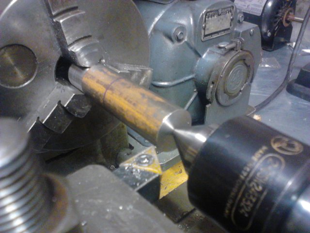 Rod chucked in ready for turning
